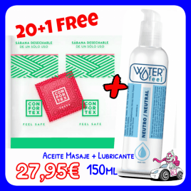 20 +1 s/c SABANAS DESECHABLES CON CONDÓN FRESA MAS LUBRICANTE AL AGUA 2 EN 1